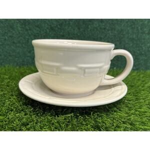 Longaberger Woven Traditions Ivory Cappuccino Cup /Soup Bowl & Saucer
